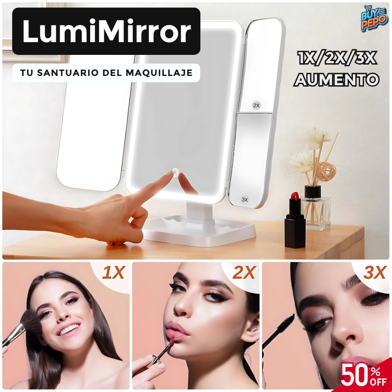 LumiMirror ✨ - Triple Espejo LED Para Maquillaje 💄🌟