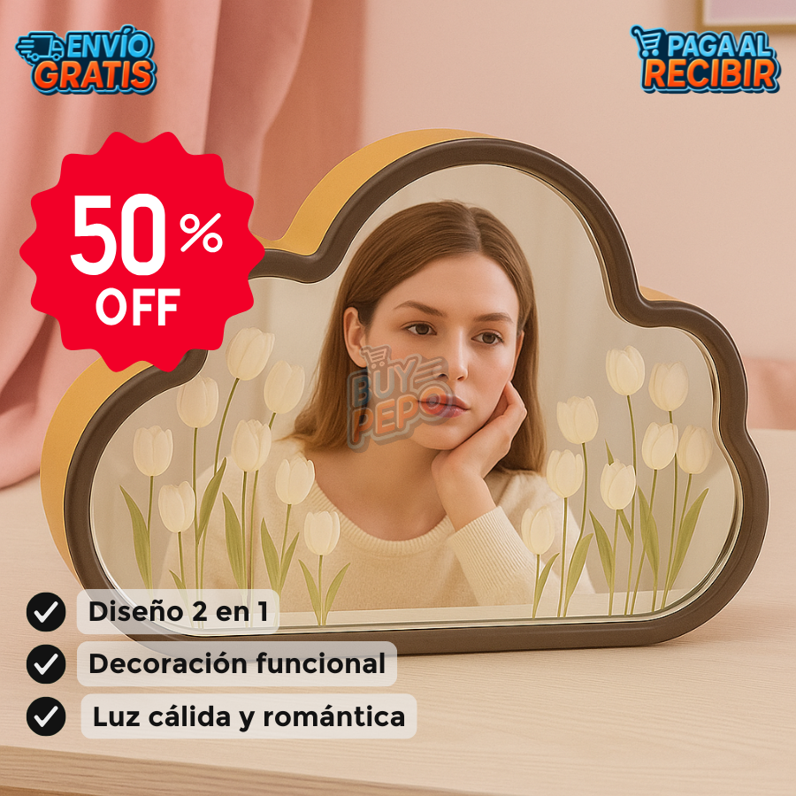 LumiTulip™ 🌷 - Espejo Luz Romántica ✨