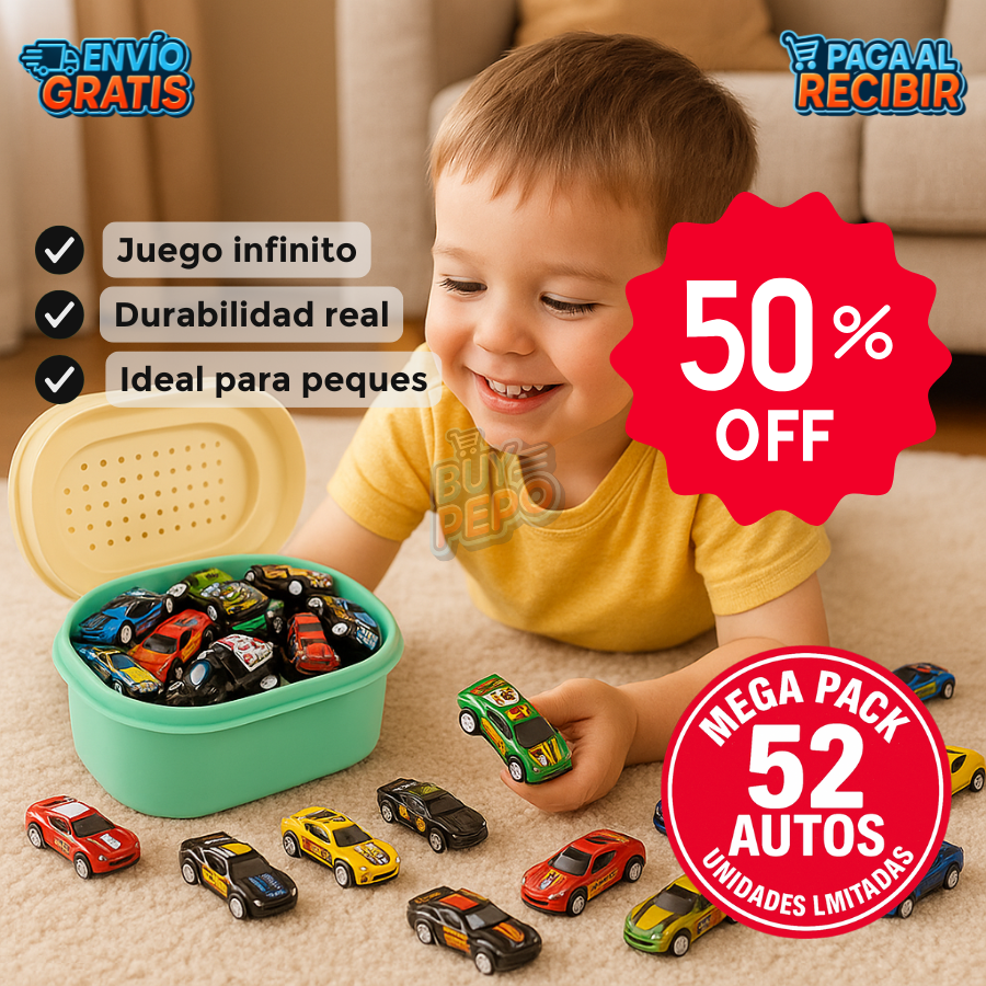 TurboGarage™ 🚗 - Mega Pack 52 Autos de juguete ⚡