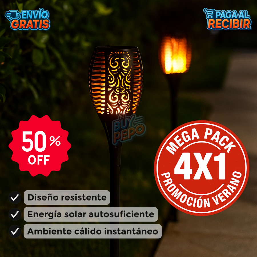 FireGlow™ 🔥 - Antorchas Solares Decorativas PACK 4x1🌙