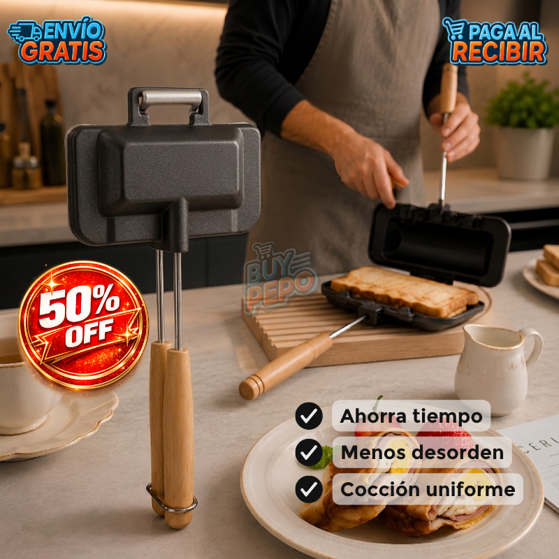 FlipChef™ 🍳 - Sartén doble sandwiches 🥪