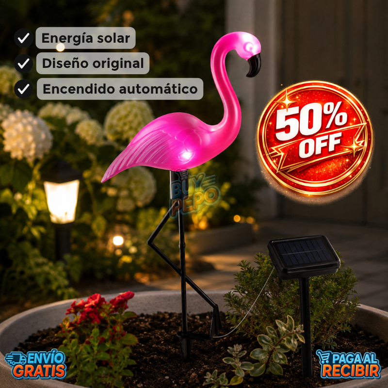FlamingoGlow™ 🦩 - Pack 3 Lámpara solar LED de flamenco ☀️
