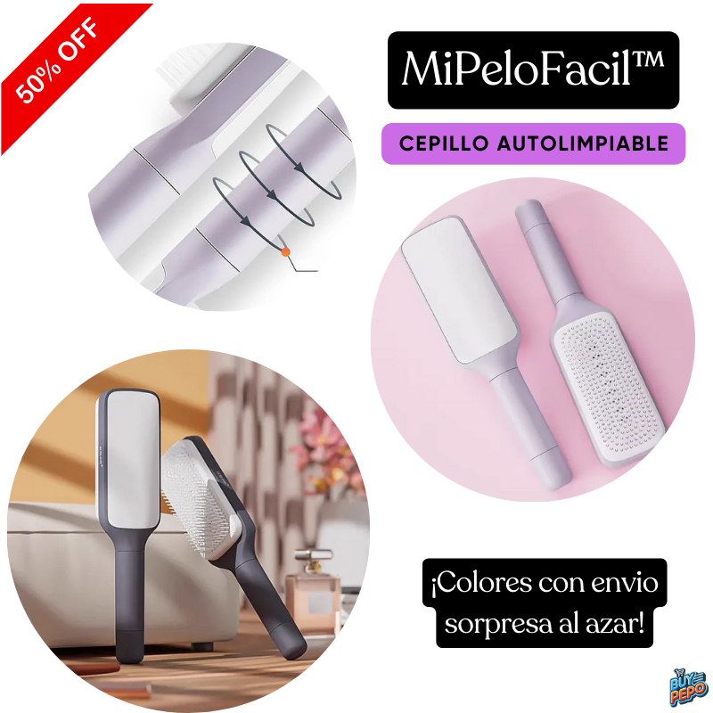 MiPeloFacil™ – 💆‍♀️ Cepillo Masajeador y Autolimpiante ✨🌀