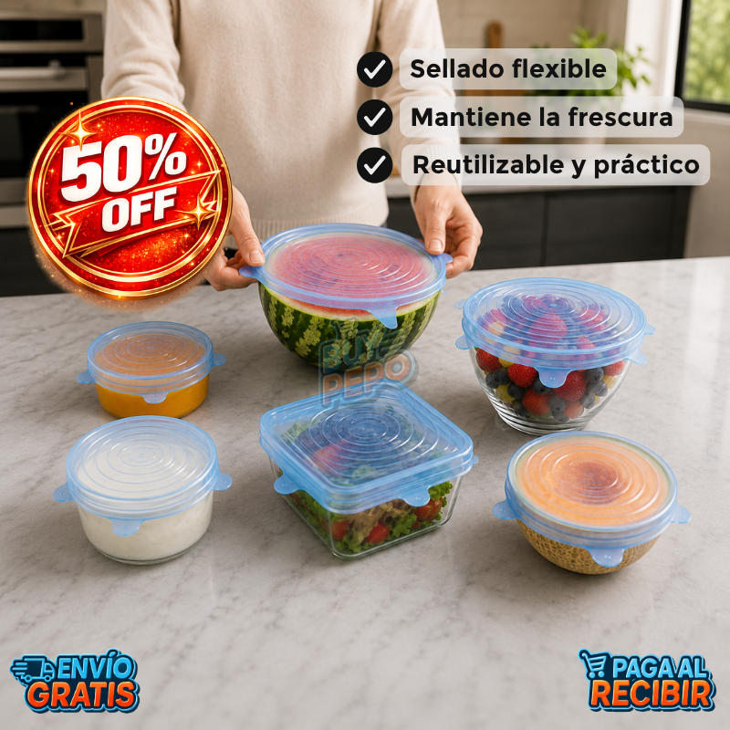 FreshSeal™ 🥗 - Tapas reutilizables herméticas ✨