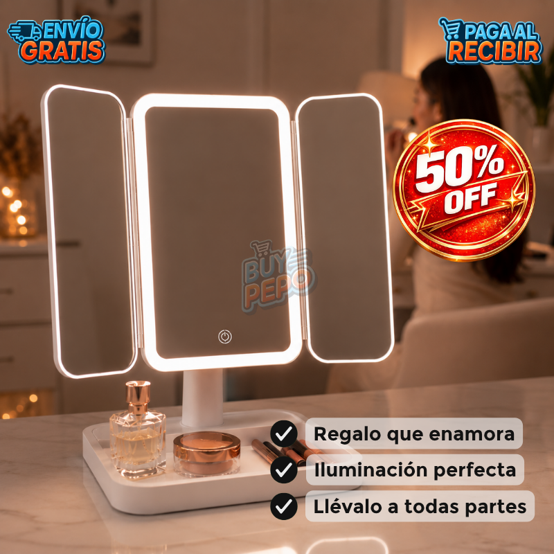 LumiPrincess™ 👑 - Espejo maquillaje LED ✨