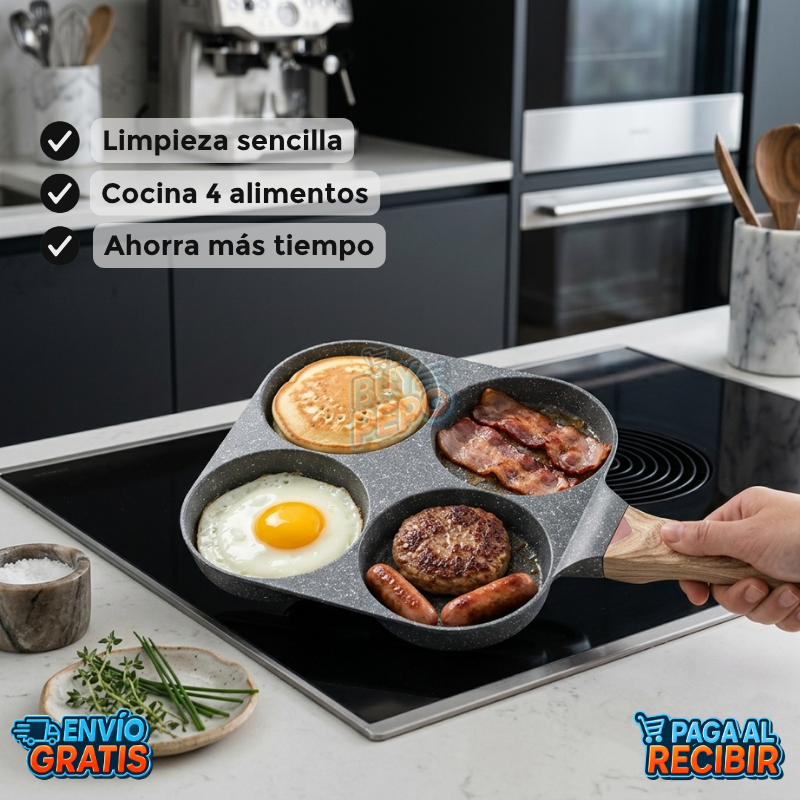QuadChef™ 🍳 - Sartén 4 espacios 🔥