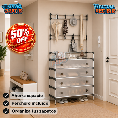 ShoeRack™ 👟 - Organizador de zapatos con perchero 🧥