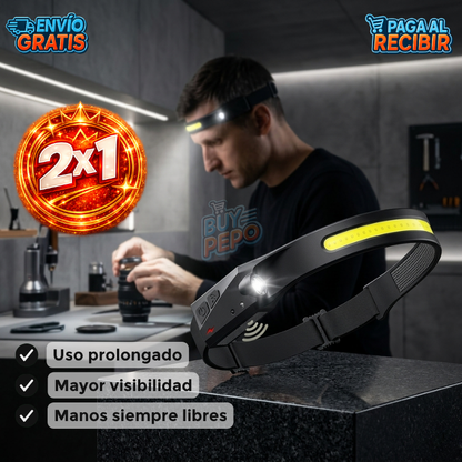HeadBeam™ 🔦 - Linterna frontal recargable 💡