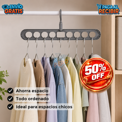 SpaceHanger™ 👕 - Colgador 9 en 1 multiuso 🧺