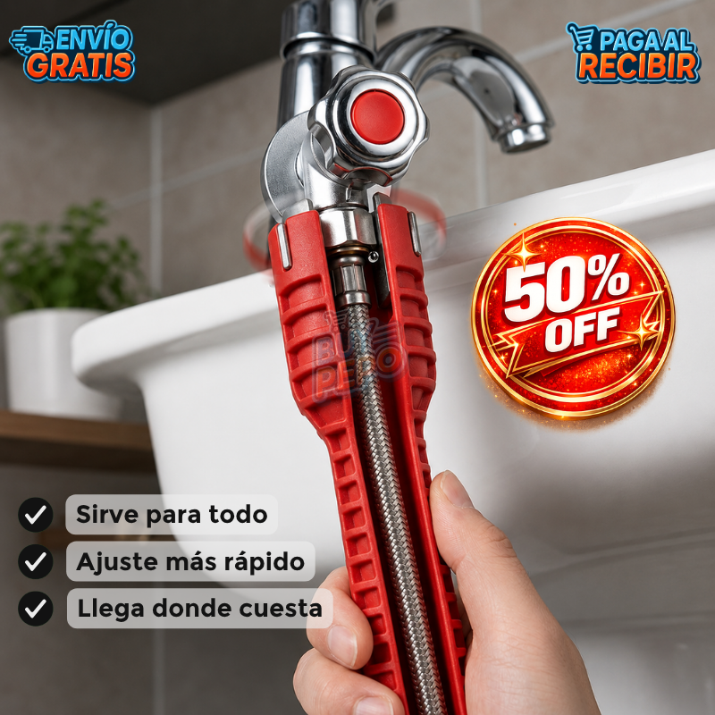 GripSink™ 🛠️ - Llave multifuncional para gasfitería 🚰