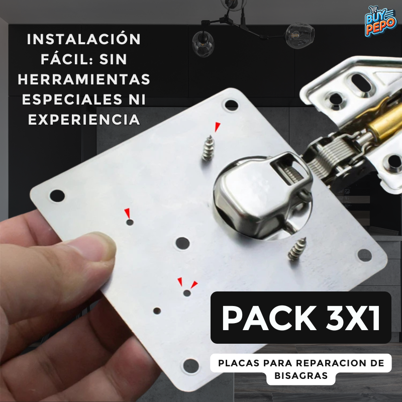 🚨PACK 3X1🚨-Placa Para Reparación de Bisagras🪑