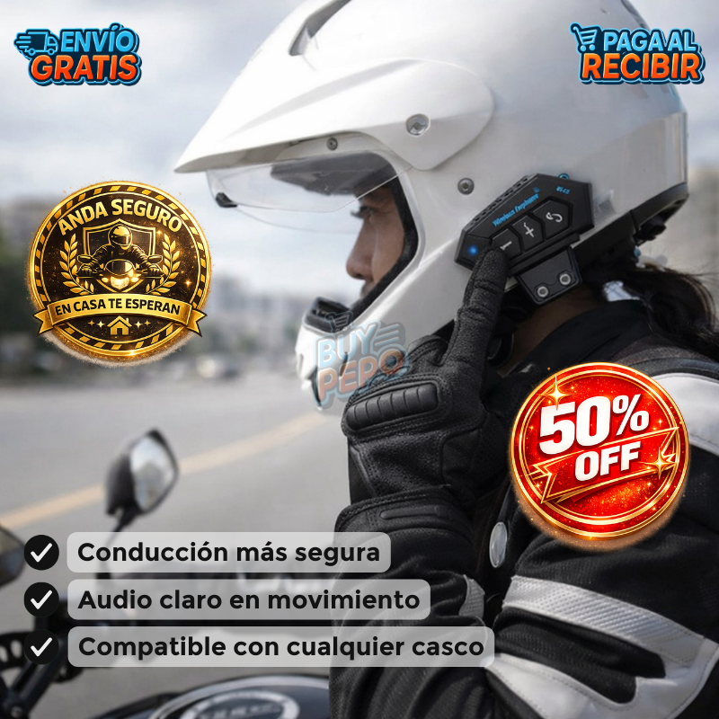 MotoTalk™ 🏍️ – Intercomunicador Bluetooth Casco 🔊