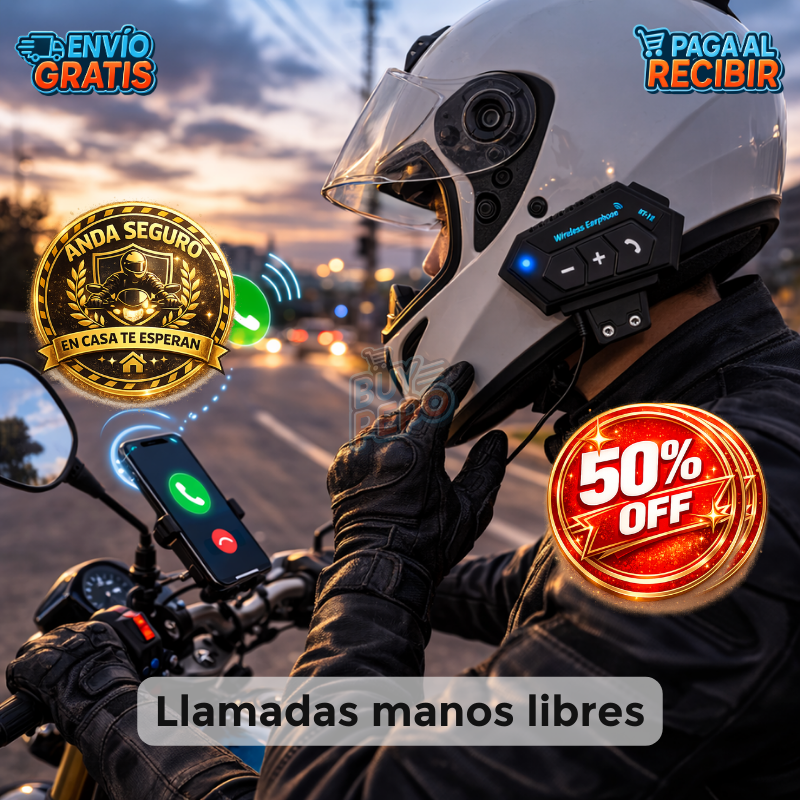 MotoTalk™ 🏍️ – Intercomunicador Bluetooth Casco 🔊