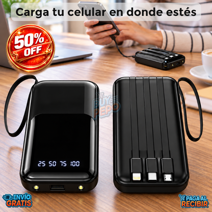 PowerPocket™ 🔋 - Batería portátil con cables ⚡