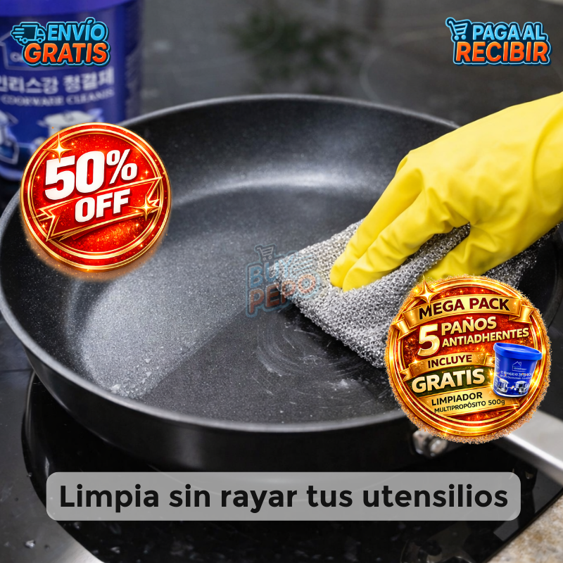 CleanForge™ 🧽 - Combo 5 paños + 1 crema limpieza profunda 🍳