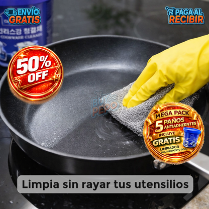 CleanForge™ 🧽 - Combo 5 paños + 1 crema limpieza profunda 🍳
