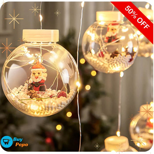 🎄✨ Guirnalda Cortina LED ✨💡 - 10 Esferas Navideñas 🎅