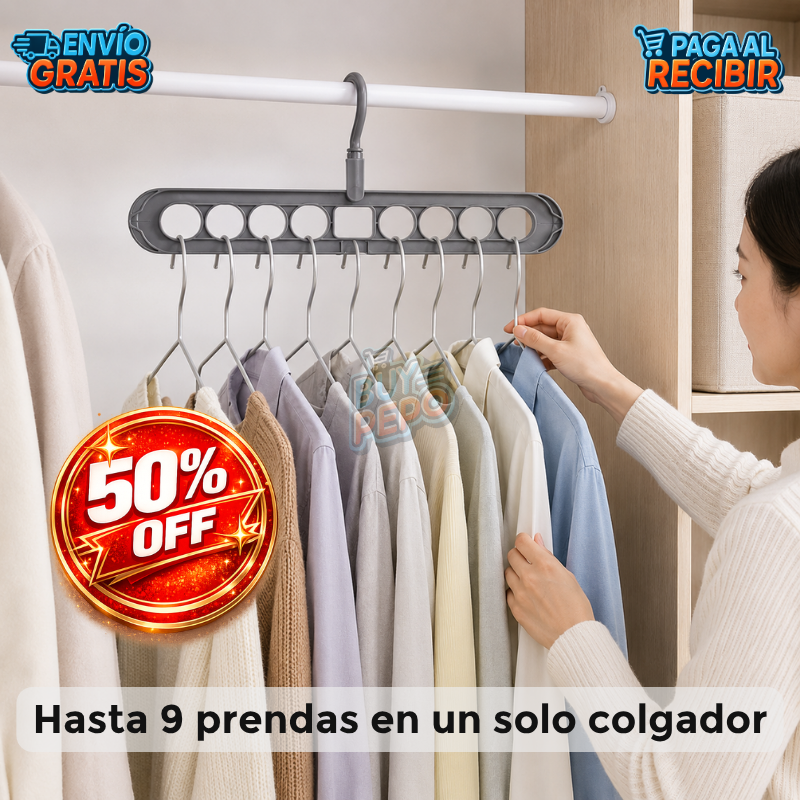 SpaceHanger™ 👕 - Colgador 9 en 1 multiuso 🧺