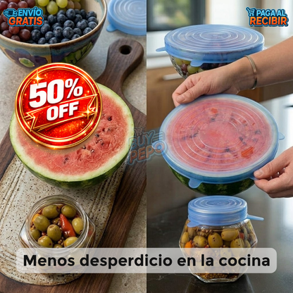 FlexiCover™ 🥑 - Set 6 tapas reutilizables 🍽️