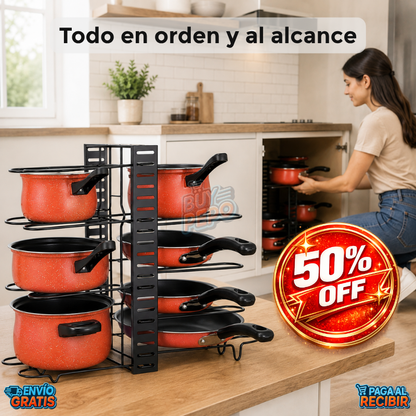 PotOrganizer™ 🍳 - Organizador de ollas ajustable ✨