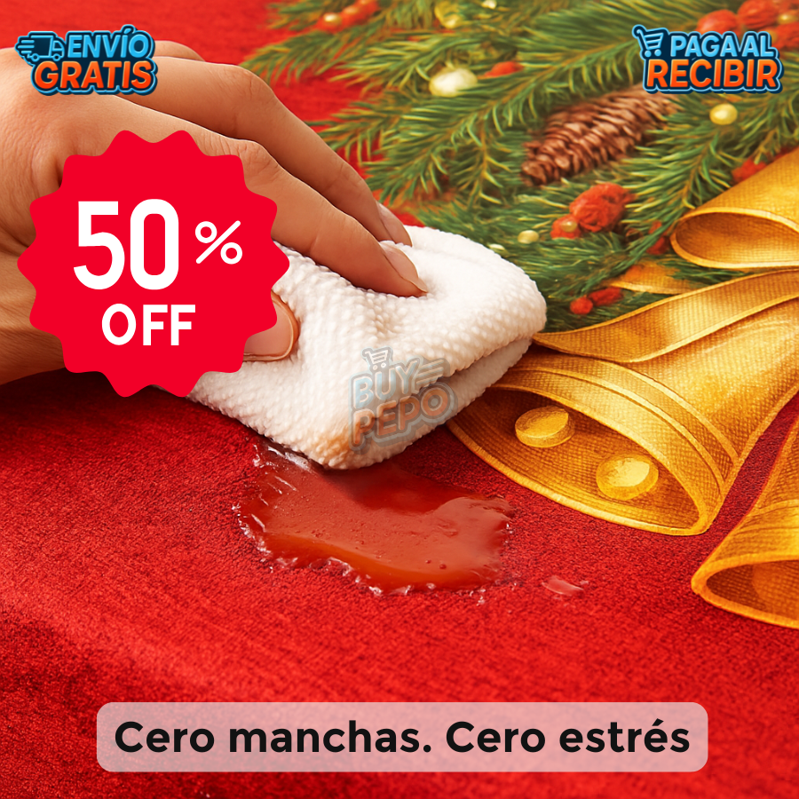 MerryTable™ ✨ - Mantel y 6 fundas de silla navideñas 🎄