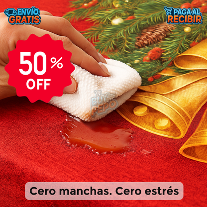 MerryTable™ ✨ - Mantel y 6 fundas de silla navideñas 🎄