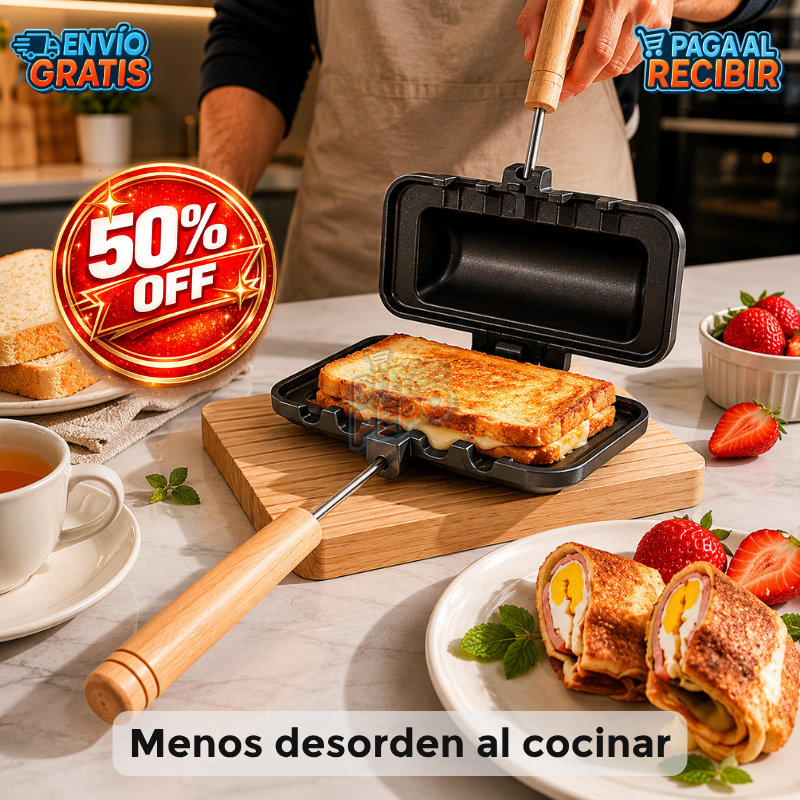 FlipChef™ 🍳 - Sartén doble sandwiches 🥪