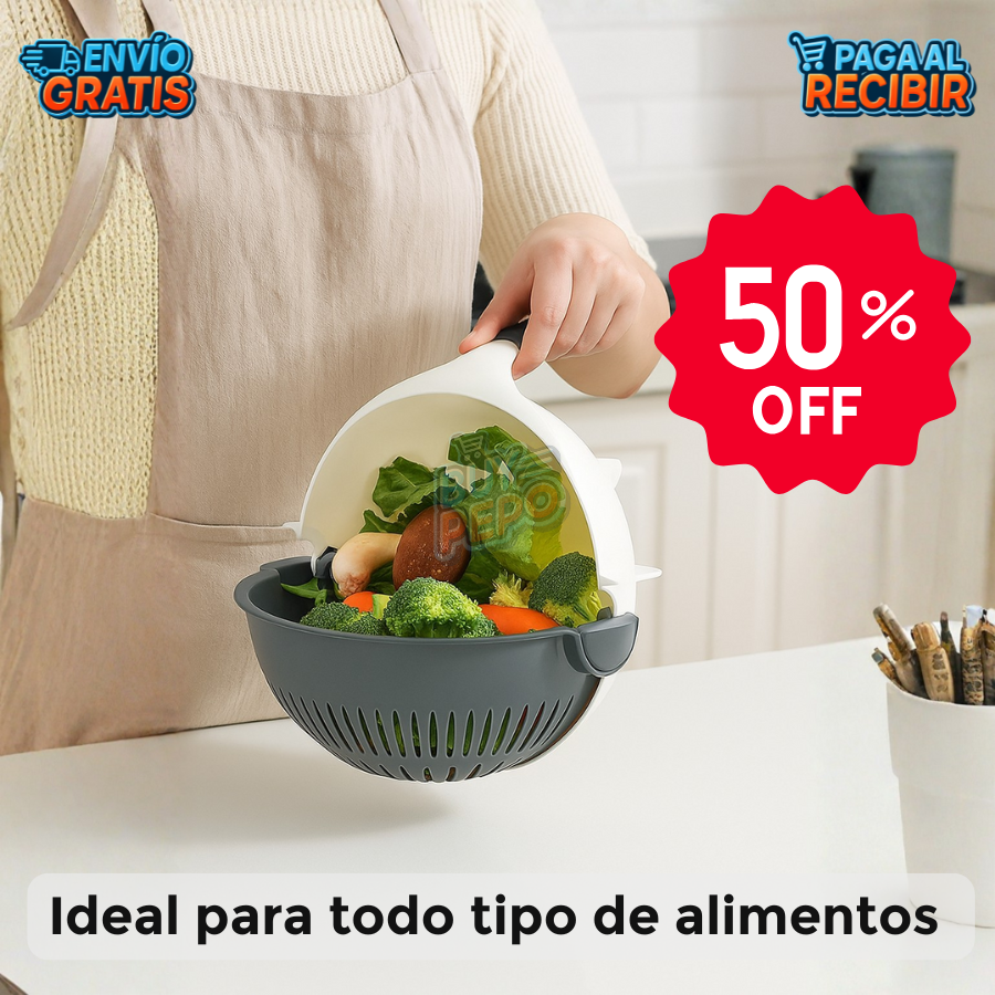SpinBowl™ 🥗 - Rallador Colador Giratorio 360° ⚡