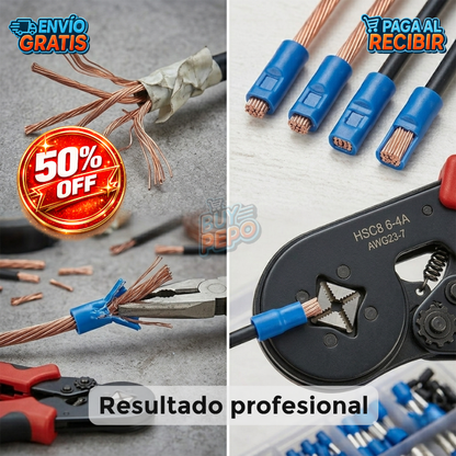CrimpForce™ ⚡ Kit Crimpeadora + 1200 Terminales de Distintas Medidas 🔧