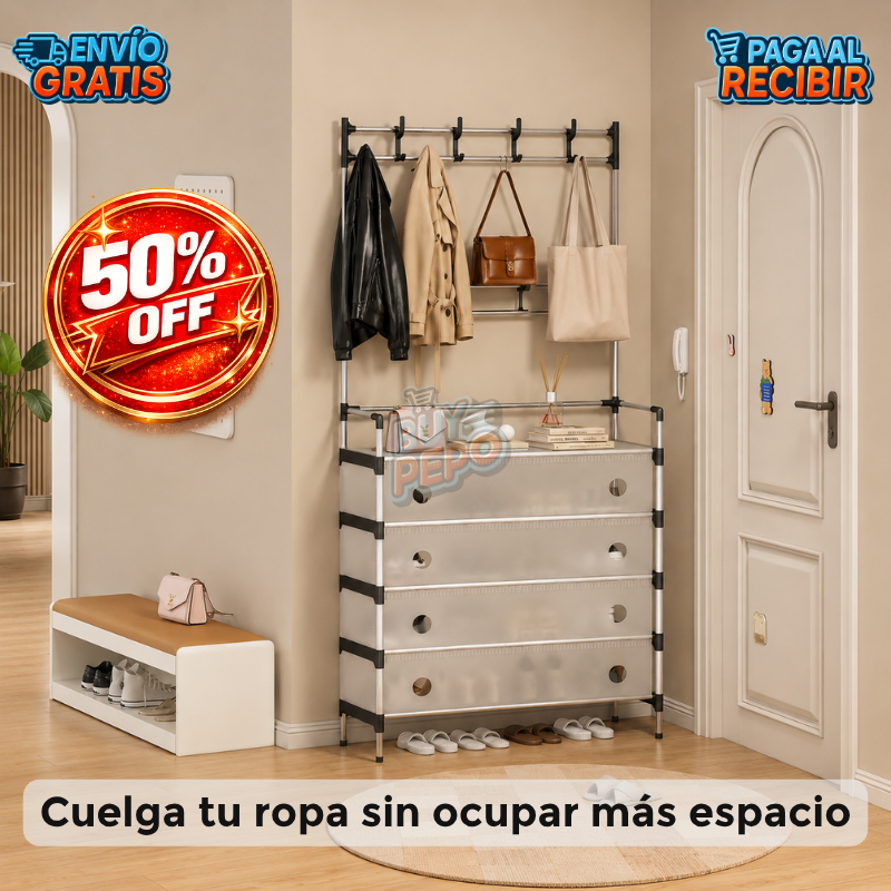 ShoeRack™ 👟 - Organizador de zapatos con perchero 🧥