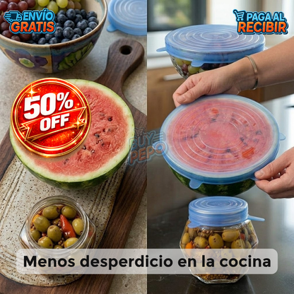 FreshSeal™ 🥗 - Tapas reutilizables herméticas ✨