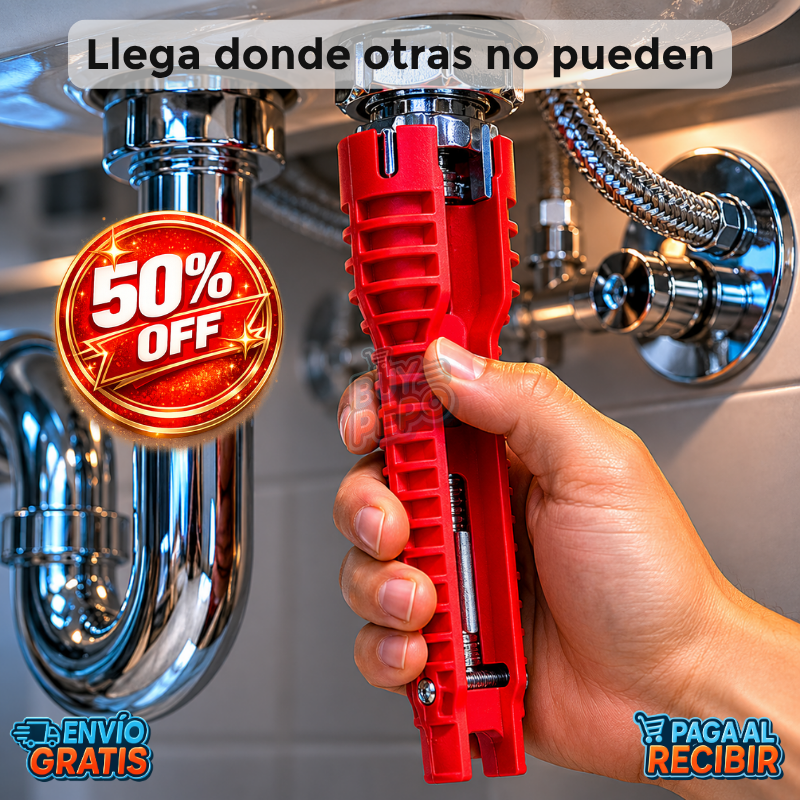 GripSink™ 🛠️ - Llave multifuncional para gasfitería 🚰