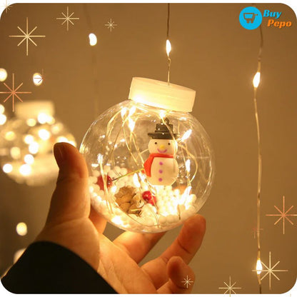 🎄✨ Guirnalda Cortina LED ✨💡 - 10 Esferas Navideñas 🎅