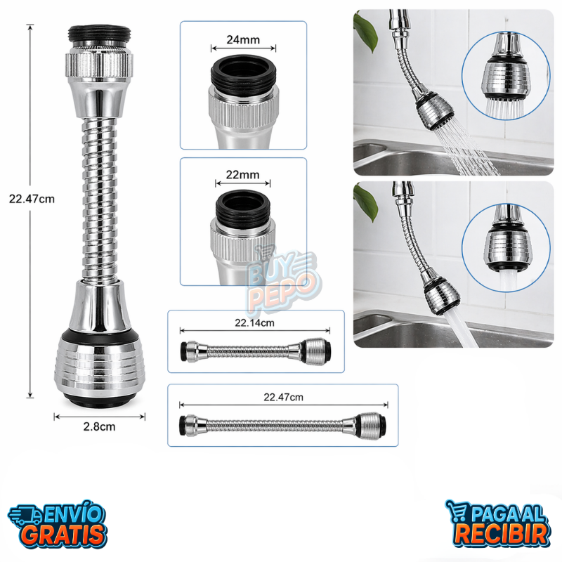 FlexFlow™ 💧 - Extensor grifo 360° 🚿