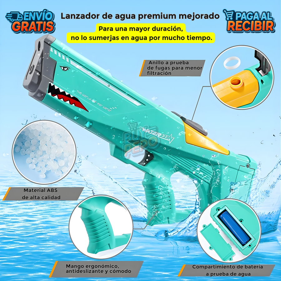 SharkBlaster™ 🦈 - Pistola de agua eléctrica 💦
