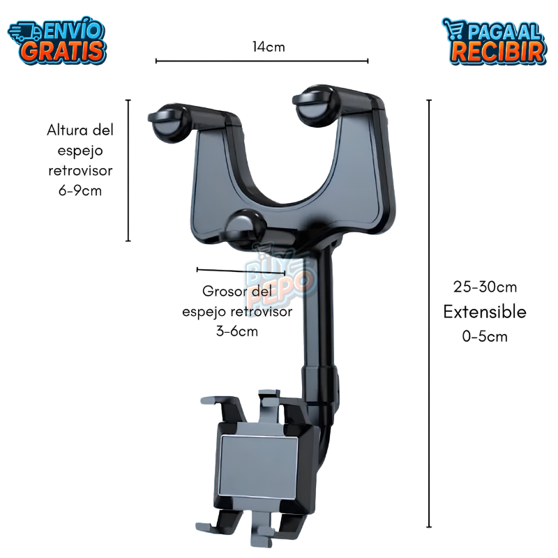 MirrorGrip™ 🚗 - Soporte retrovisor móvil 📱