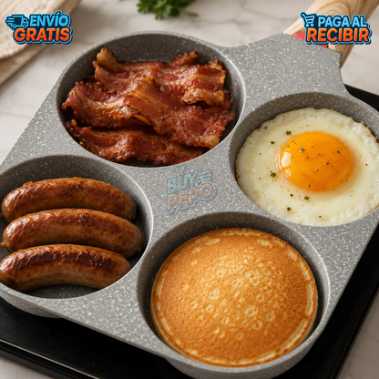 QuadChef™ 🍳 - Sartén 4 espacios 🔥