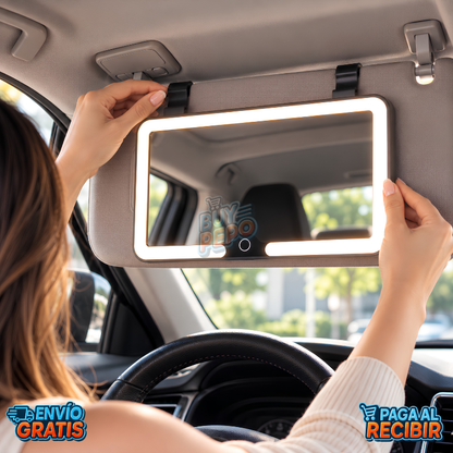 GlamDrive™ 💄 - Espejo LED para auto 🚗