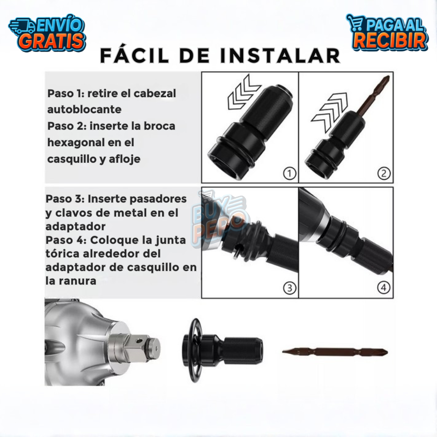 ImpactLink™ 🔩 – Adaptador impacto rápido de 12 a punta 14 ⚡