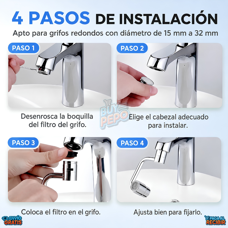 FlexTap™ 🚰 - Adaptador giratorio para grifo ✨