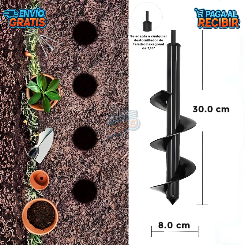DrillGarden™ 🌱 - 1 Broca Ahoyadora 8x30cm para plantar fácil 🔩