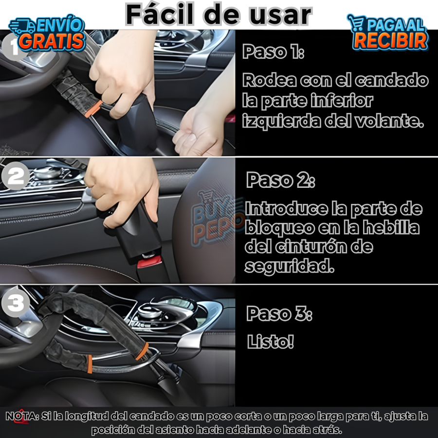 LockSteel™ 🔒 - Bloqueo antirrobo para volante 🚗