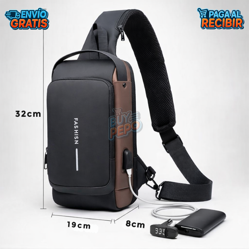 SecurePack™ 🔒 - Mochila pecho antirrobo USB 🔌