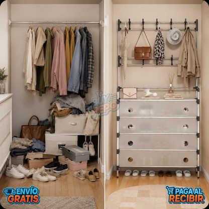 ShoeRack™ 👟 - Organizador de zapatos con perchero 🧥