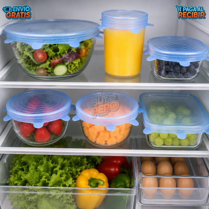 FlexiCover™ 🥑 - Set 6 tapas reutilizables 🍽️