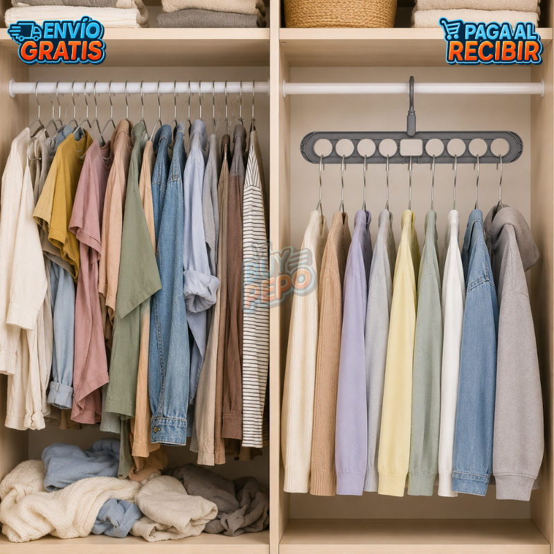 SpaceHanger™ 👕 - Colgador 9 en 1 multiuso 🧺