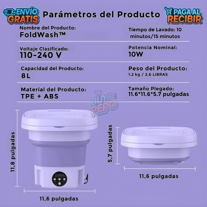 FoldWash™ 🧺 - Lavadora portátil plegable 🧳