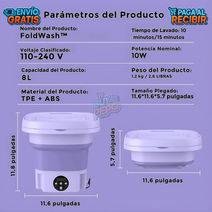 FoldWash™ 🧺 - Lavadora portátil plegable 🧳