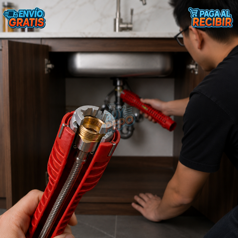 GripSink™ 🛠️ - Llave multifuncional para gasfitería 🚰