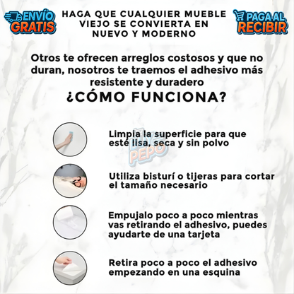 MarmoFlex™ 🏡 - Rollo vinil 10mt 🧱
